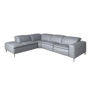 Sofá chaise longue relax izquierda piel gris