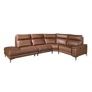 Sofá chaise longue relax izquierda piel marrón tabaco