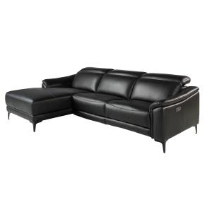 Sofá chaise longue relax izquierda piel negro