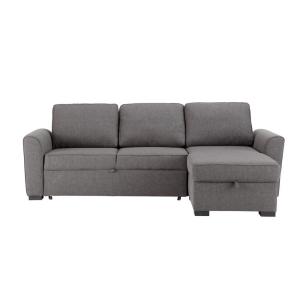 Sofá cheslong de 3/4 plazas de tela gris