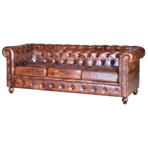 Sofa chester en piel natural