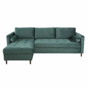 Sofá con chaise longue de 4 plazas de terciopelo verde