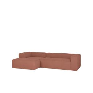 Sofá de 2 plazas con chaise longue izquierdo de pana coral