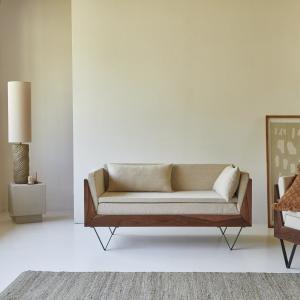 Sofá de 2 plazas de palisandro macizo y tela