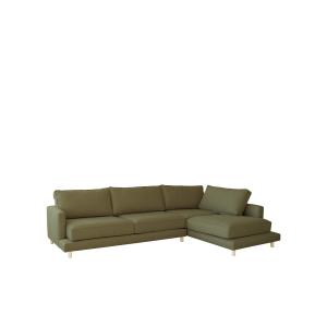 Sofá de 3/4 plazas y chaise longue derecho color verde