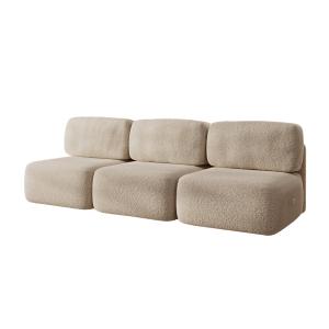 Sofá de 3 módulos en bouclé beige,  90x96x273