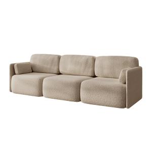 Sofá de 3 módulos en bouclé beige, brazos estrechos 90x96x2…