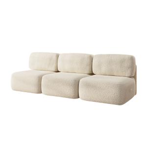 Sofá de 3 módulos en bouclé blanco,  90x96x273