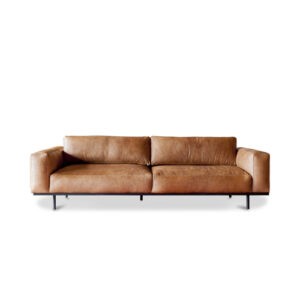 Sofá de 3 plazas de cuero marrón