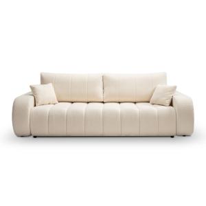 Sofá de 3 plazas, tejido bouclé crudo