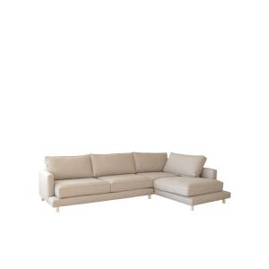 Sofá de 4 plazas y chaise longue derecho color beige
