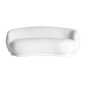 Sofá de algodón bouclé en color blanco de 191x91x76cm