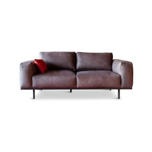 Sofa de cuero gris de 2 plazas