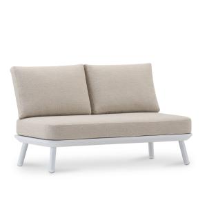 Sofá de jardín blanco y cuerda beige 2 plazas