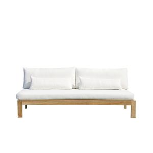 Sofá de jardín de 3 plazas de madera de teca maciza blanco