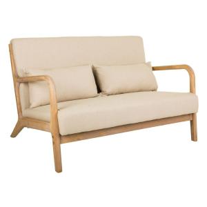 Sofa de madera y tapizado de madera de caucho, algodón/lino…