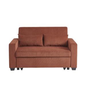 Sofá de terciopelo acanalado terracota de 2 plazas