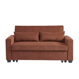 Sofá de terciopelo acanalado terracota de 3 plazas