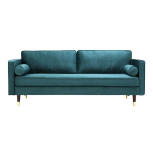 Sofá de terciopelo verde de 3 plazas
