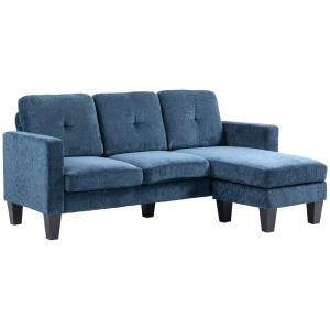 Sofá esquinero 186x130x84 cm azul