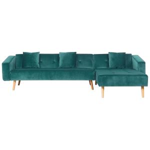 Sofá esquinero de tejido verde 4 personas