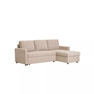 Sofá esquinero de tela beige reversible l218 cm