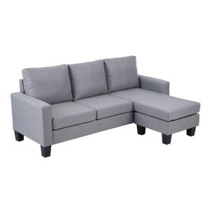 Sofá esquinero de tela gris con chaise longue de 3 plazas
