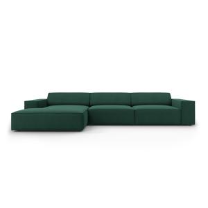 Sofá esquinero izquierdo 4 plazas de tela verde