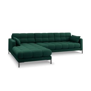 Sofá esquinero izquierdo 5 plazas de tela verde