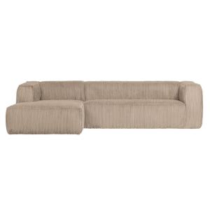 Sofá esquinero izquierdo de 5 plazas en terciopelo beige