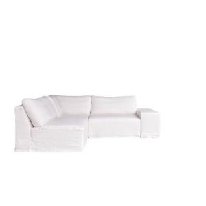 Sofá esquinero modulable de lino blanco 3 plazas