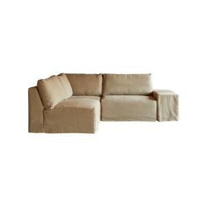 Sofá esquinero modulable de lino natural 3 plazas