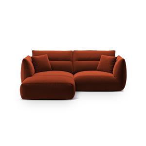 Sofá esquinero modular 3 plazas de terciopelo caoba