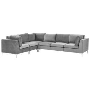 Sofá esquinero modular terciopelo gris 6 plazas derecha