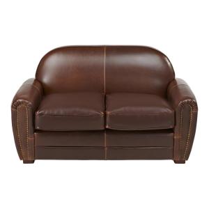 Sofá fijo costra de piel 2 plazas marrón chocolate 150x84cm…