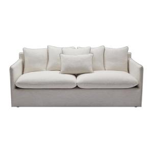 Sofá fijo lino 3 plazas beige, blanco 216x93cm
