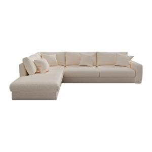Sofá fijo poliéster 5 plazas beige 267x254cm