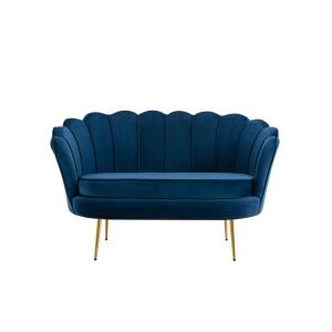 Sofá fijo terciopelo 2 plazas azul oscuro 124x73cm