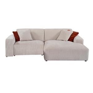 Sofá fijo terciopelo 4 plazas beige 254x161cm