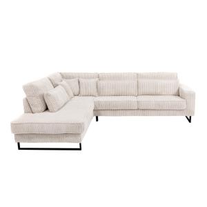 Sofá fijo terciopelo 5 plazas beige 295x253cm