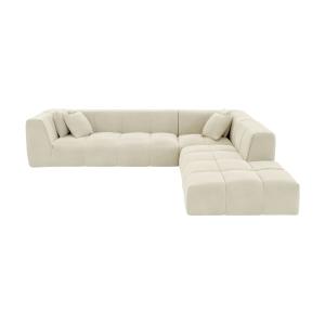 Sofá fijo terciopelo 6 plazas beige 263x233cm