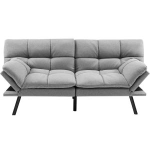 Sofá futón gris con espuma viscoelástica de 182 x 87 x 82 c…
