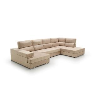 Sofá gran chaise longue cama derecha beige 345x200x105