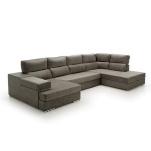 Sofá gran chaise longue cama derecha gris oscuro 345x200x10…