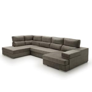 Sofá gran chaise longue cama izquierda gris oscuro 345x200x…