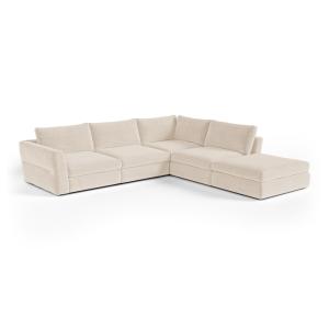Sofá gran esquinero derecho modular 7 plazas tejido beige