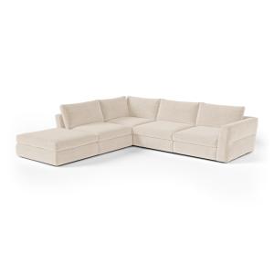 Sofá gran esquinero izquierdo modular 7 plazas tejido beige