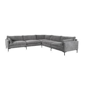 Sofá grande de tela gris, 7 plazas