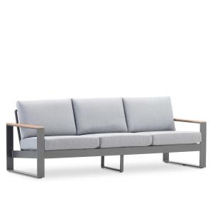 Sofa jardin 3 plazas aluminio antracita y brazos efecto mad…