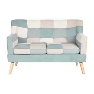 Sofa lino hevea / madera de caucho patchwork 118x74x76cm
